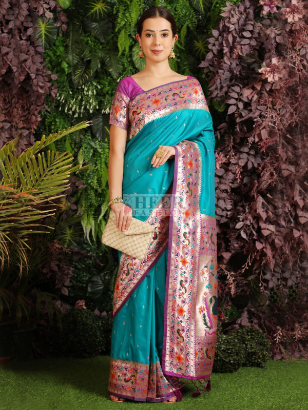 Buy Fancy Sanjana Distemper Colour Beautiful Border saree With Printed  Blouse at Amazon.in