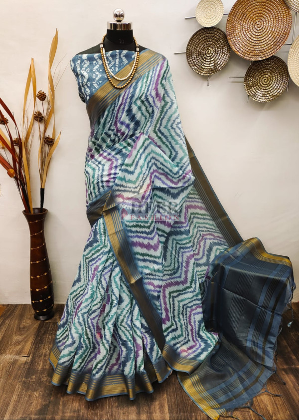 Multicoloured Chanderi Silk Saree