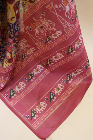 Multi color soft cotton saree with digital patola design