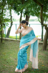 Sea green tussar silk saree with checks weaving work