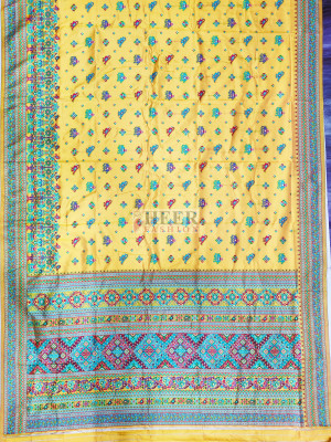 Woven Design Pashmina Silk Saree In Yellow