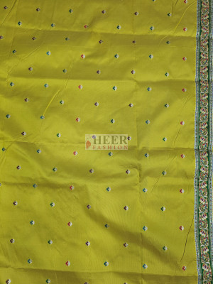 Woven Pashmina Silk Saree In Lemon Yellow
