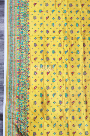 Woven Design Pashmina Silk Saree In Yellow