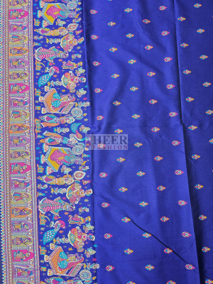 Woven Pashmina Silk Saree In Purple