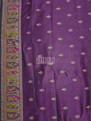 Woven Pashmina Silk Saree In Magenta
