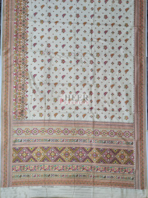 Woven Design Pashmina Silk Saree In Off White