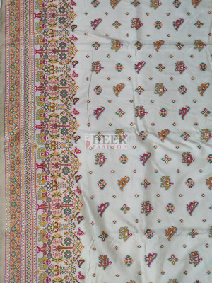 Woven Design Pashmina Silk Saree In Off White