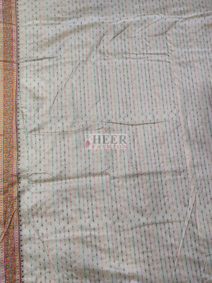 Woven Design Pashmina Silk Saree In Off White