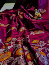Dark pink color lichi silk saree with zari work