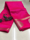 Pink color soft linen silk saree