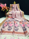 Pink color chanderi cotton saree with woven work