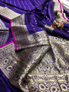 Royal blue color banarasi soft silk saree with zari work