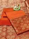 Orange color crystal silk saree with jacquard weaving work