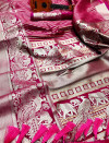 Pink color lichi silk saree with zari work
