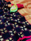 Navy blue color lichi silk weaving saree with rich pallu