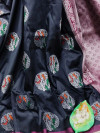 Gray color lichi silk jacquard weaving saree with rich pallu