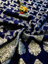 Blue colored Banarasi silk saree with jacquard weaving work