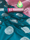 Firoji color lichi silk weaving saree
