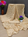 Cream color raffal jacquard weaving sareee
