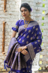 Royal blue color soft banarasi katan silk saree with zari work