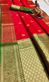 Red color soft banarasi silk  saree with zari weaving work