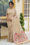Linen silk saree with woven work