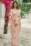 Baby pink color soft mulberry silk weaving saree with zari work