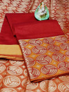 Red color crystal silk saree with jacquard weaving work