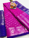 Pink color pure weaving silk saree