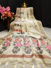 Off white color chanderi cotton saree with woven work