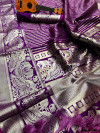 Magenta color lichi silk saree with zari work