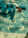 Rama green color soft banarasi silk saree