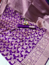 Purple color soft banarasi cotton silk saree