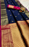 Navy blue color soft banarasi silk saree with zari weaving  work