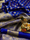 Royal blue color soft banarasi silk saree with golden zari weaving work