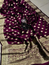 Magenta color banarasi soft silk handloom weaving saree