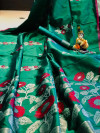 Rama green color lichi silk saree with zari work
