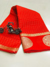 Red color soft linen silk saree
