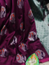 Magenta color lichi silk jacquard weaving saree with rich pallu