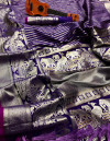 Purple color lichi silk saree with zari work