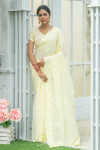 Yellow color fancy georgette saree
