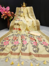 Yellow color chanderi cotton saree with woven work