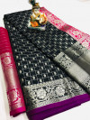 Black color pure weaving silk saree