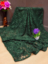 dark green color raffal jacquard weaving sareee