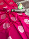 Pink color lichi silk weaving saree