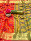 Red color banarasi silk weaving patola saree