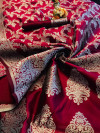 Magenta colored Banarasi silk saree with jacquard weaving work