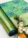 Pista green color soft banarasi patola saree