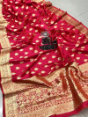 Pink color banarasi soft silk handloom weaving saree