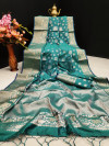 Rama green color mysore silk saree with zari work